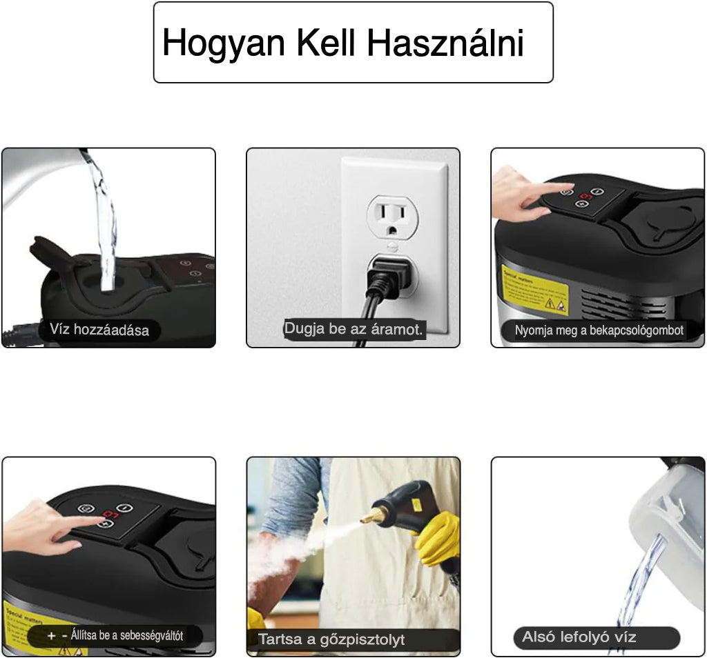 2500 W  Magasnyomású  gőzmosó  kesztyűvel